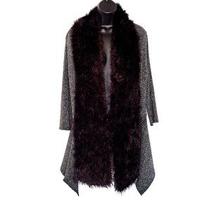 Lauren Michelle Women's Black & Silver Metallic Cardigan Size L